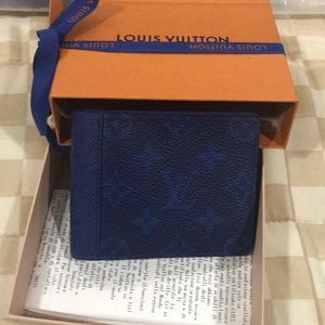 Louis Vuitton monogram taiga blue wallet